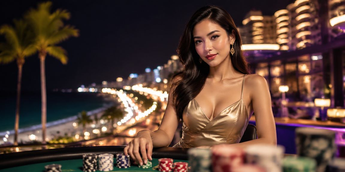 Bàn bài trên bãi biển Mũi Né vào buổi chiều tà nắng vàng